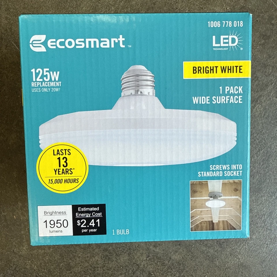 EcoSmart 11UFO125WULND01 125W 等效宽表面 LED 灯泡 2 件装 全新 — 第 2/4 张图片