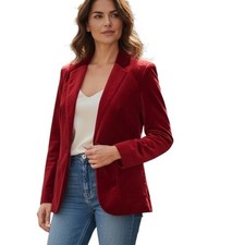 VTG Red Velvet Tailored Blazer Jacket Sz SP Lined One Button Romantic Classic