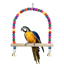 LuckyOpt Wooden Bird Swing, 9 Inches Hanging Birds Cage Perches L, Colorful