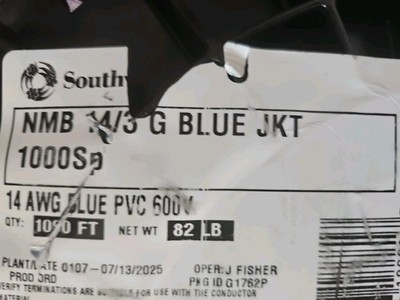 1000 Ft Roll 14/3 With Ground NM Wire (Blue) Southwire