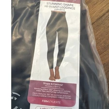 Curveez Stunning Shape High Waisted Shaping Leggings Black Women's Large NWT