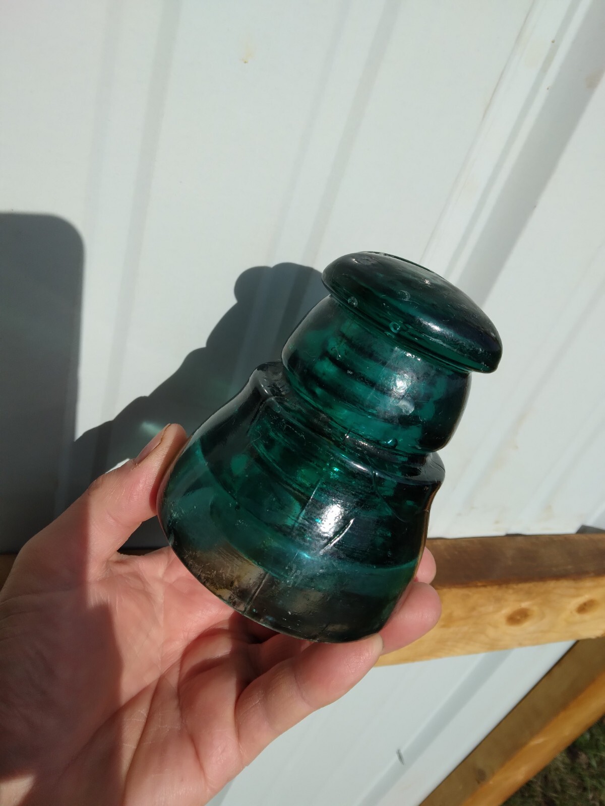 Vintage Postal Aqua Insulator with Amber Swirls eBay