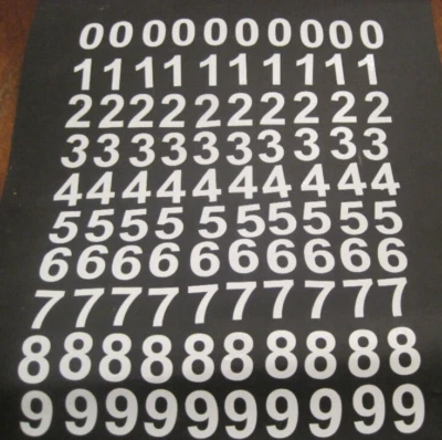 NUMERI VINILE ADESIVO BIANCO 1/2" ALTEZZA 12mm x100 menu, deco, carte, orologi, 0-9