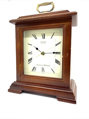Seiko Mina Mantel Clock QXJ102BCHA Westminster Quarter Hour Roman