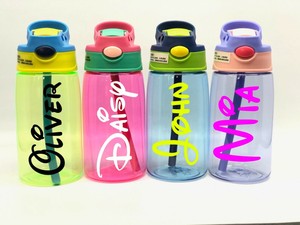 personalised childrens water bottle with straw