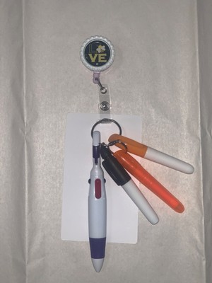 Custom retractable Badge Reel ID card holder pens marker dry erase 
