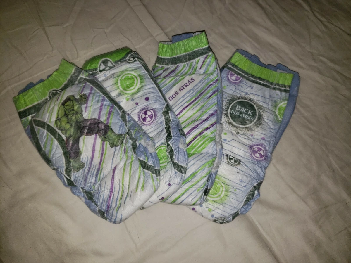 4) Samples of Boys Goodnites Hulk Design Overnight Pullups/Diapers Size S/M