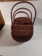 3 Matching Woven Wicker Baskets w/ Handles