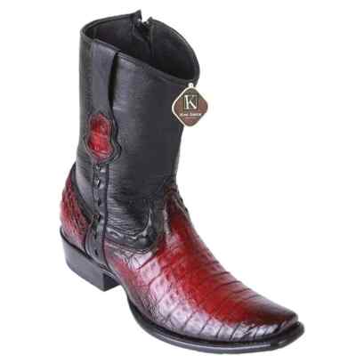 King Exotic BURGUNDY Caiman Crocodile Belly Western Boot Side Zipper EE 479B8243