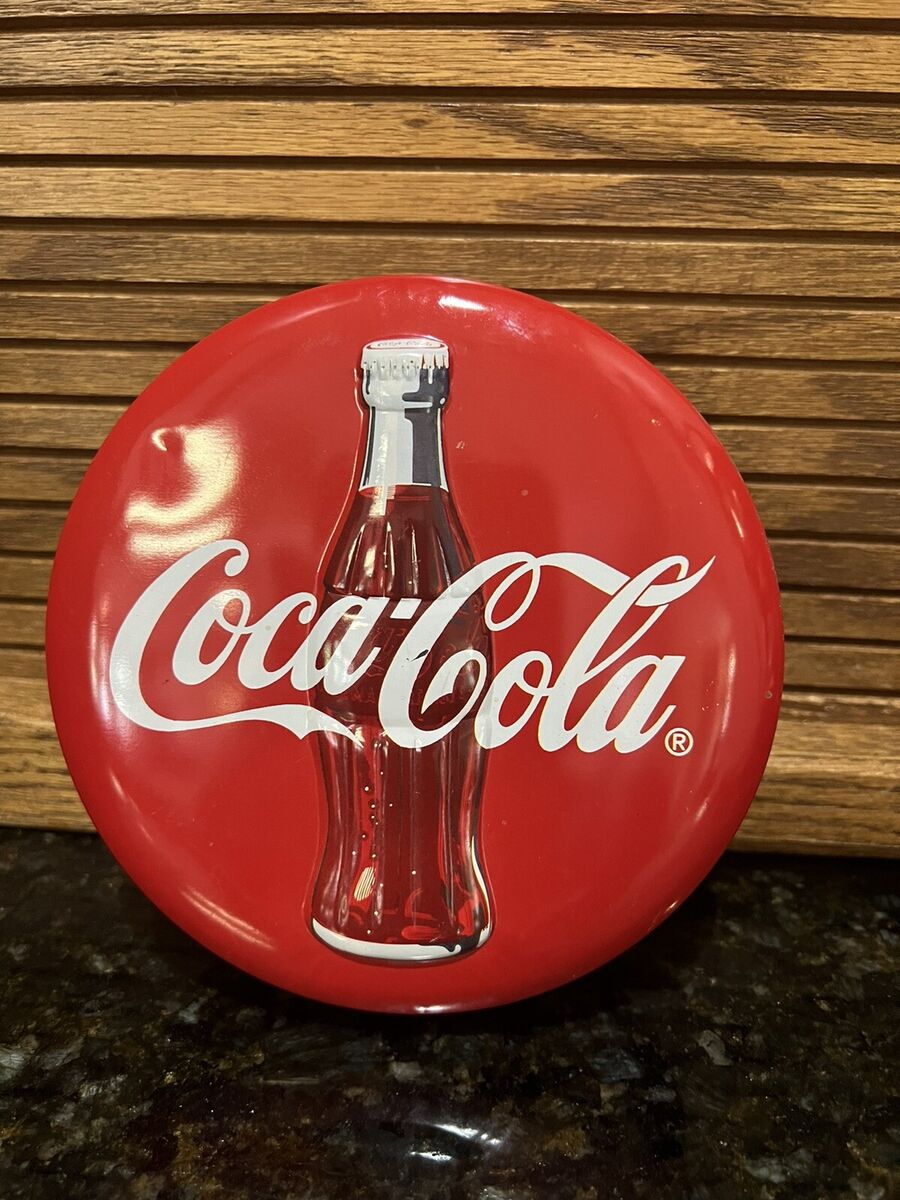 コカ・コーラ90’s オリジナル商品 Vintage 1996 Coca-Cola COKE Round Metal TIN Box & Lid 5.5