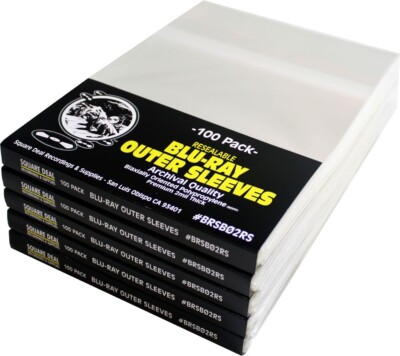 (500) Blu-Ray Outer Sleeves RESEALABLE 12mm Case HD DVD PS3 Box Bags Covers 2mil
