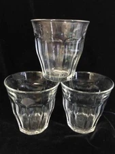 Set of Three Duralex Picardie Clear 9 Panel Juice Glasses - 8 oz Made in France