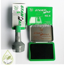 GREEN Color STAMP PAD Permanent Water Proof BEST Quality FREE Extra 1 Ink Refill