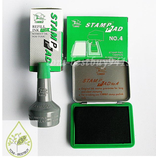 BEST Quality Stamp Pad Green Ink Permanent Water Proof + Extra 1 Refill
