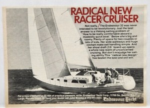 1976 Endeavour 32 Yacht Sailboat Boating Racer Cruiser Vintage Print Ad Largo FL