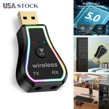 USB Car Bluetooth 5.0 Adapter Colorful Lamp Wireless Audio Stereo Music Receiver