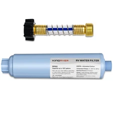 RV Inline Water Filter with Hose Protector for 3/4" Garden Hose,Camper,Marine