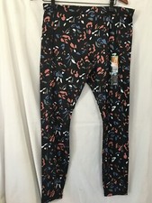 New Avia High rise Womens Core Performance Leggings w pockets Floral Black