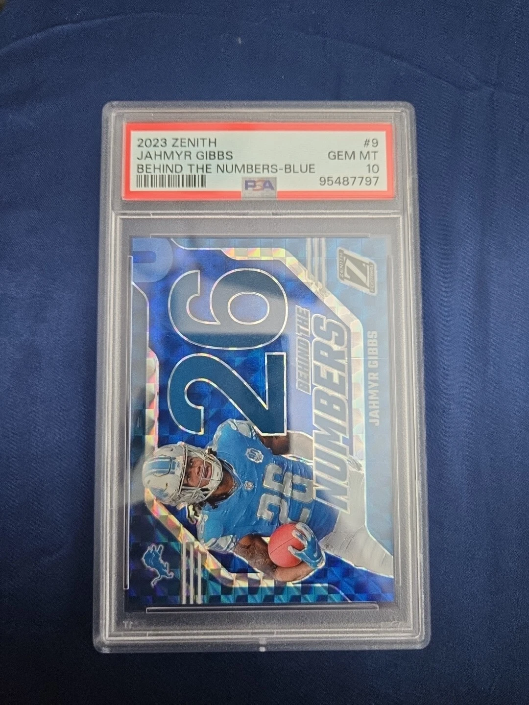 Jahmyr Gibbs Panini Zenith Behind the Numbers #9 Blue