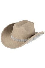 C.C Women's Classic All Season Star Rhinestone Trim Band Vegan Cowboy Sun Hat