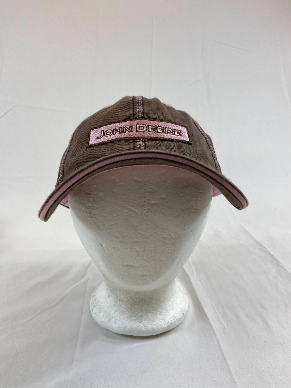 Womens John Deere Baseball Cap Strapback Hat Brown Pink Details OSFA Work Wear