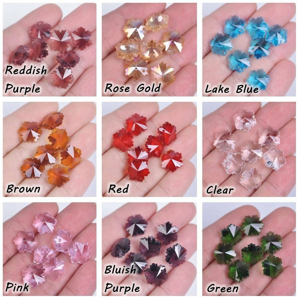 10pcs 14mm Snowflake Faceted Crystal Glass Drop Prism Pendants Loose Beads lot - Image 4 of 4