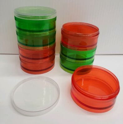 8 Stackjars, Red Green 2-3/4'' Dia. Hobbies, Fly Fishing, Hooks, Beadsmith, Beads