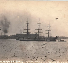 RPPC VA Hampton Roads Virgina Norwegian Sailing Ship Siam Real Photo Postcard