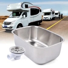 RV Caravan Camper Kitchen 304 Stainless Steel Hand Wash Basin Polishing Sink US