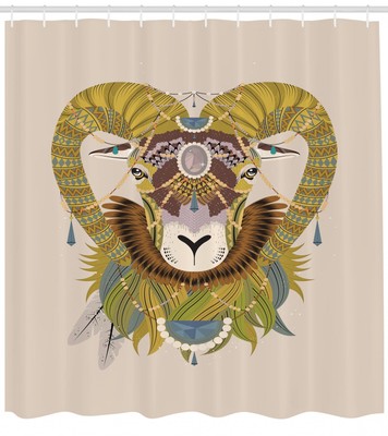 Goat Pattern Shower Curtain Fabric Decor Set with Hooks 4 Sizes