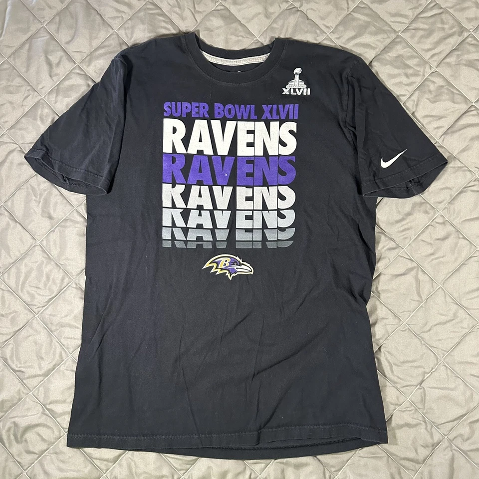 Nike Baltimore Ravens Shirt Mens Large Black NFL Super Bowl Ray Lewis Flacco - Image 2 of 4