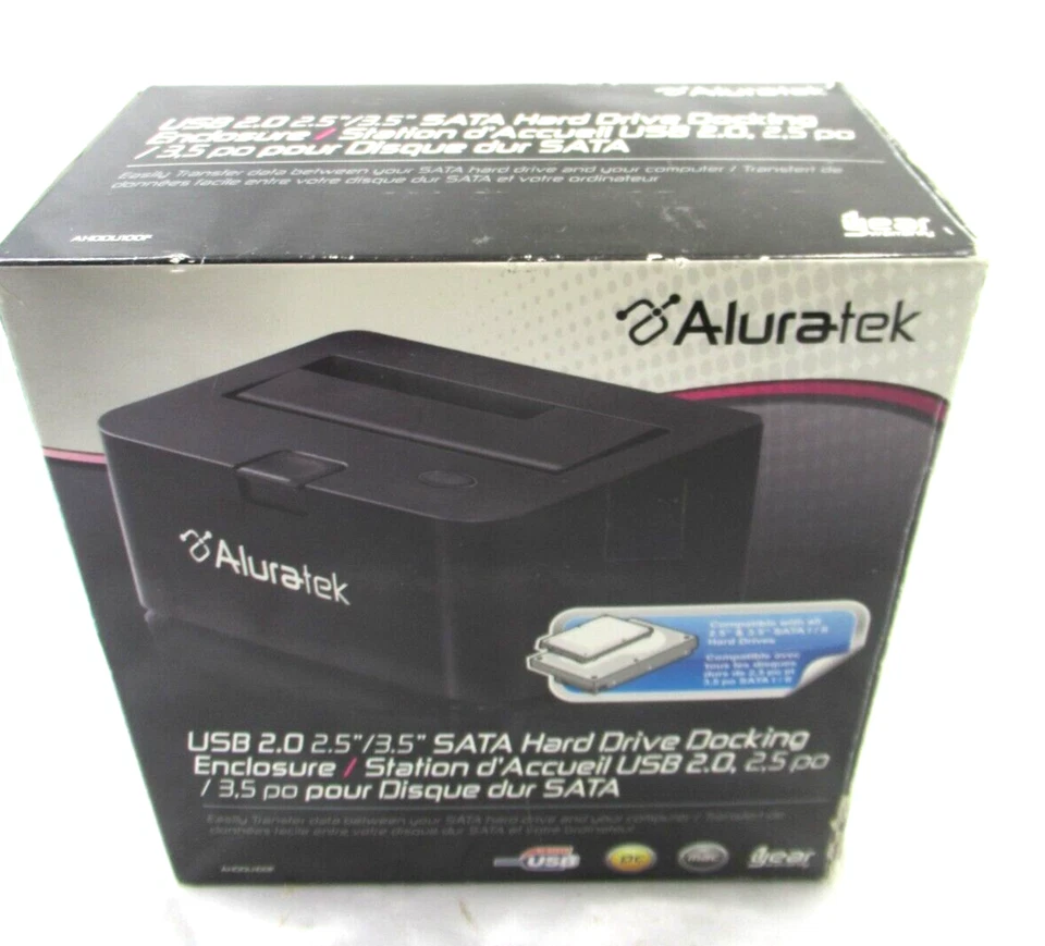 Aluratek USB 2.0 SATA Hard Drive Dock enclosure in Box with cords - Image 2 of 4