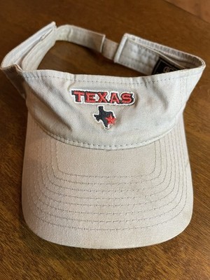Vintage Texas Visor Hat   Beige Cotton with Bold State Outline & Star   One Size