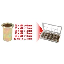 KS TOOLS 970.0610 Sortiment Gewindenieten, Stahl, M3x9mm-M10x21mm, 150-tlg
