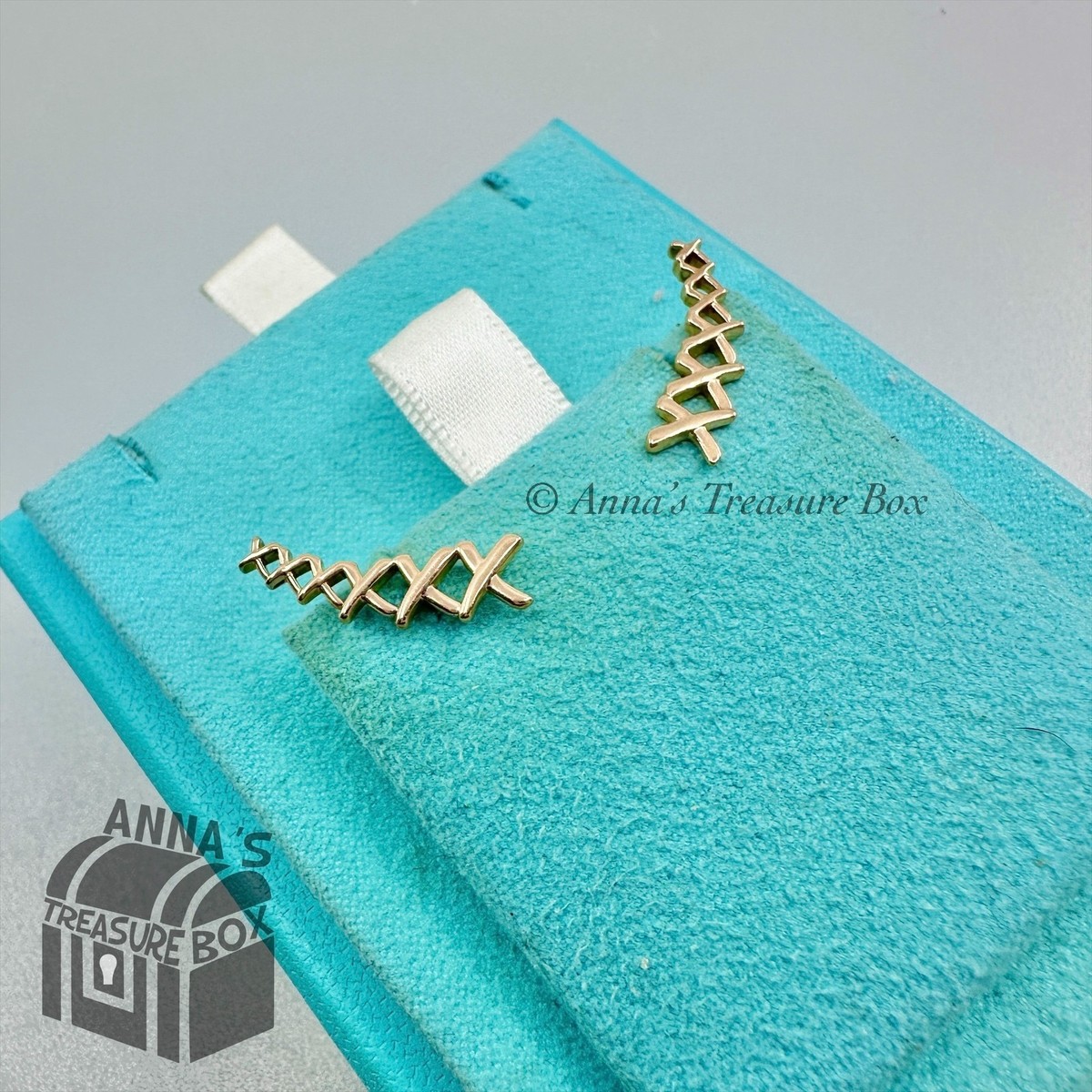 Tiffany & Co. 18K Yellow Gold X Kiss Climber Earrings (box, pouch
