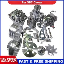 For Sbc Chevy V Belt Pulley W Bracket Kit Long Water Pump Alternator Ps Pump For Sbc Chevy V Belt Pulley W Bracket Kit Long Water Pump Alternator Ps Pump
