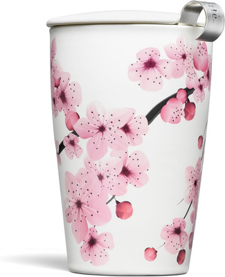 Double-Walled Ceramic Kati Cup, Removable Stainless Steel Infuser Basket and Lid