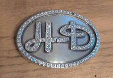 Harley Davidson Belt Buckle Oval H.D. Crystal Bling Silver