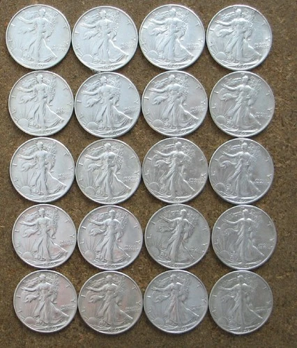 ORIGINAL ROLL 1946-S WALKING LIBERTY SILVER  HALVES.. CH/GEM BU