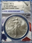 2026 MS 70 Silver Eagle One Of 50,000, 250th Anniversary First Strike Flag
