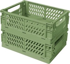 Mini Pastel Plastic Storage Bins 2Pcs Foldable Pastel Crates Plastic Basket