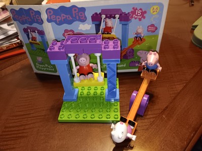 Peppa Pig Playground Swing-Set Teeter-Totter Unico Blocks Duplo COMPLETE!