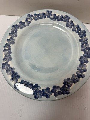Botanical Hand Painted Kic Light Blue Violet Dinner Plates 10.5 In 