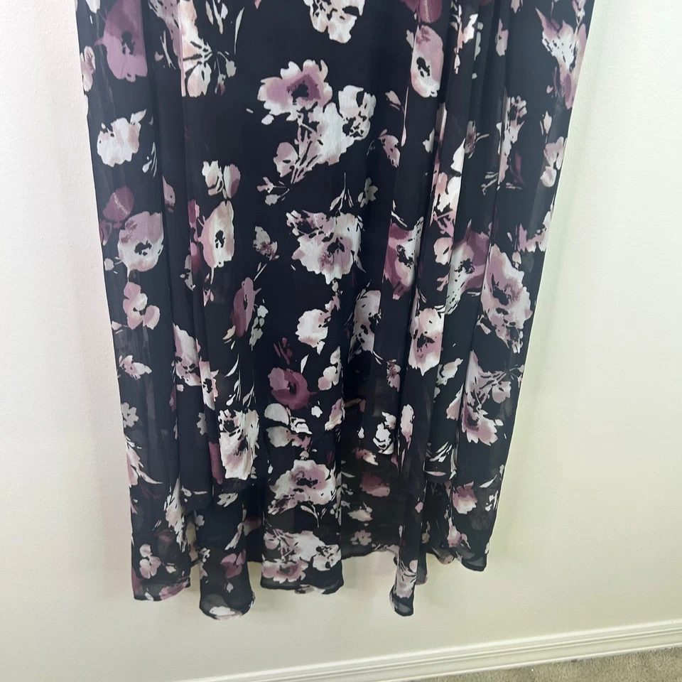 Vestido tórrido oscuro romántico negro caprichoso floral halter alto bajo talla grande 30 6X Foto 3 de 4