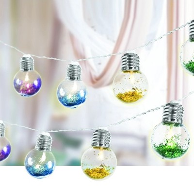 Way To Celebrate - Mini Glitter Bulb LED Lights Battery Operated - 8.5 Ft Length