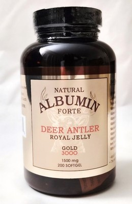 New improve ,Albumin Gold 3000, Deer Antlers , Royal Jelly 1500mg 200 Capsules.