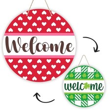 Welcome Valentine Day Door Decoration Sign,St Patricks Day Door Hanging Color A