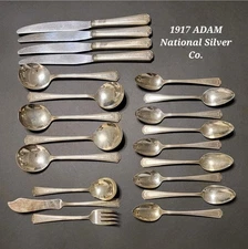 Antique 1917 National Silver Co ADAM Assorted Silverplate 21 Piece EPNS Flatware