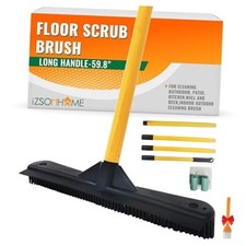 Push Broom,Pet Hair Removal Broom with Squeegee,Soft Silicone Bristle Orange