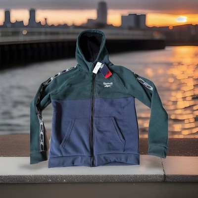 Reebok Men s Size M New Level Colorblock Hoodie. Green/Navy. Full Zip. NWT.